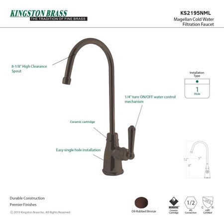Kingston Brass KS2195NML Magellan Cold Water Filtration Faucet, Oil Rubbed Bronze KS2195NML